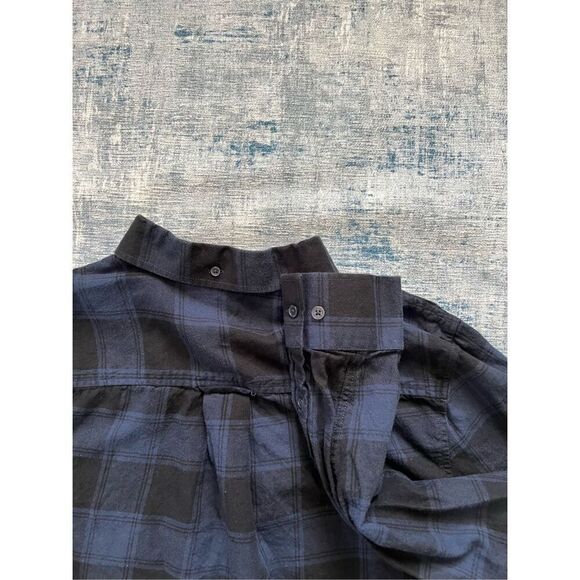 Five Four Black Blue Plaid Flannel Button Front Shirt Men's Medium - Picture 5 of 8